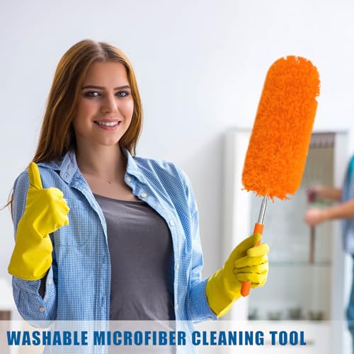 Tanlade 12 Pcs Microfiber Feather Dusters for Cleaning, Orange - color: Orange