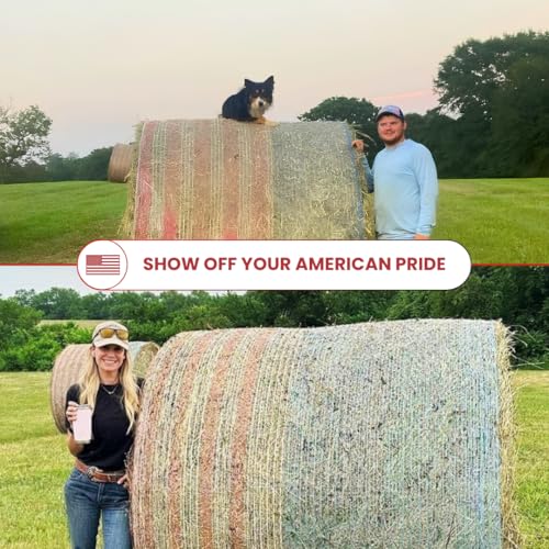 Bale Tuff Freedom Round Bale Net Wrap, 67 in x 7000 ft, Fits 5 ft - 5 Roll | Red, White & Blue Patriotic Net Wrap | UV-Resistant Polyethylene | Consistent Bale Coverage for Hay & Forage
