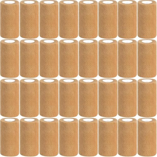 54 Pack Skin Self Adhesive Bandage Wrap Bulk 4 Inch x 5 Yards Cohesive Bandage,Vet Wrap Breathable Elastic Self-Adherent Tape for Stretch Athletic Sports Wrist Ankle Dogs Pet Vet Wrap - color: Skin