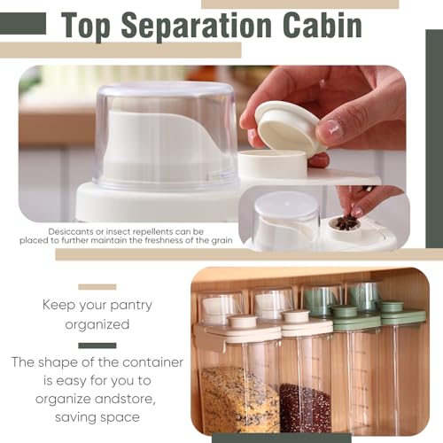 Maxdot 2 Pcs Bird Seed Storage Container 3 Qt/2.8 L with Tight Lids Airtight Cup Pet Food Storage Measuring Containers Lids with Pouring Spouts for Macaws African Grey Cockatoos (Beige) - color: Beige