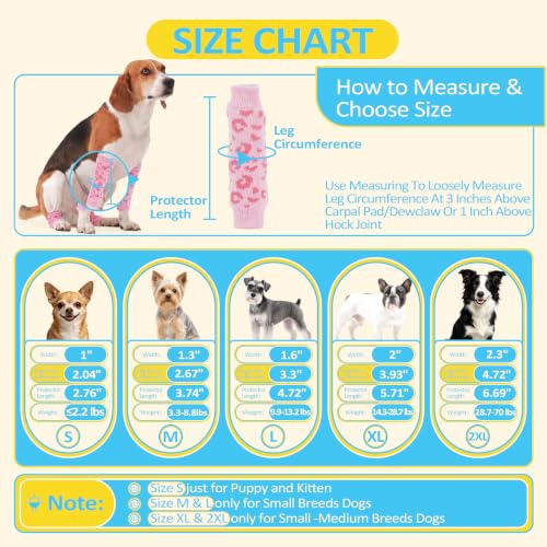 ROZKITCH 4PCS Dog Leg Covers to Prevent Licking & Scrathing - color: PinkLeopard, size: S-Leg Girth: 2.04in