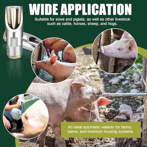 20 Pack Pig Water Nipple, 1/2" NPT Automatic Pig Nipple Waterer | Stainless Steel, Pig Water Feeder, Pig Waterer for Sows Piglets Drinking, Nipple Drinker