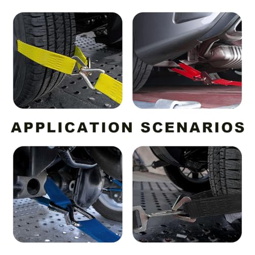2" × 29" Premium Axle Tie Down Strap with D Rings, Heavy Duty Auto Axle Straps with Protective Sleeves 6614 Lb. Capacity, Adjustable Tire Strap Tie Down for Securing Car Transport (Blue) - color: Blue