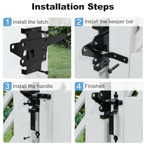 gate Latch for Wooden Fence, Fence gate Latch, Suitable for Wooden Fence Gates/Garden Gates, Wooden Fence Gate Hardware Latch, Black Coated
