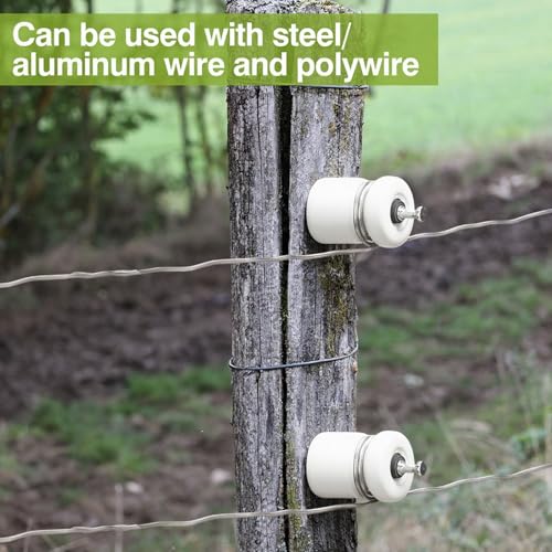 Pangda 25 Pack Porcelain Electric Fence Insulators, Lag Screw with Nails