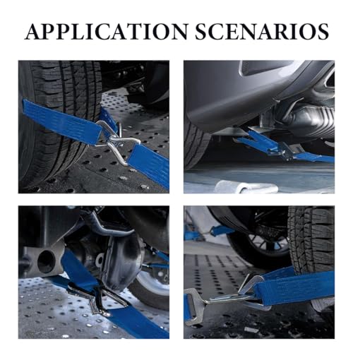DXNQ 2" × 29" Premium Axle Tie Down Strap with D Rings, Heavy Duty Axle Strap with Protective Sleeve Working Load Limit 6614 Lbs, High Tension Axle Strap for Securing Car Transport (Blue) - color: Blue
