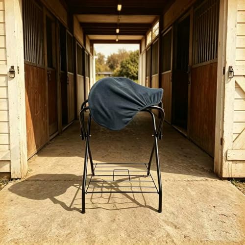 2Pcs Fleece Saddle Cover, One Size Fits All Purpose & Close Contact English Saddles, Stretch Fit, Machine Washable, Protects from Dust & Scratches, Navy