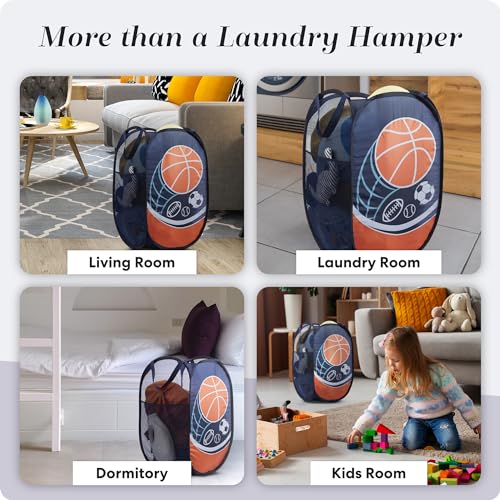 Handy Laundry Collapsible Mesh Pop Up Laundry Hamper 24 Inch - color: Sports, 1-PACK