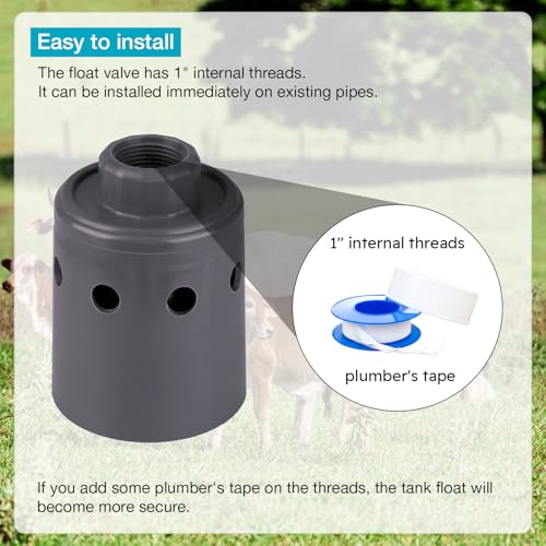 1" Float Valve, Automatic Water Filling, Maintaining Constant Water Level | Automatic Water Shut Off Valve | Water Tank Float Valve Can Be Used in Livestock Troughs, Reservoirs, Fountains, Etc.