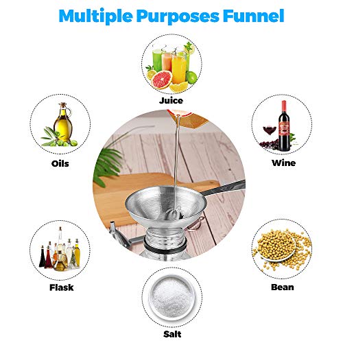 Small Funnels for Filling Bottles, 3 Pcs Stainless Steel Kitchen Funnel Set, Food Grade Mini Metal Funnel for Transferring Essential Oils, Liquid, Fluid, Dry Ingredients & Powder, Durable and Dishwash - size: 3 Pack (2.95" + 2.16" + 1.77")