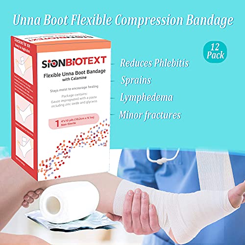 Flexible Unna Boot Fabric Bandages with Zinc and Calamine, First Aid Kit Emergency Supplies, Ankle Brace Compression Bandage Wrap, Wound Care Supplies, 4 Inches X 30 Feet - size: Pack of 12, style: 4" Zinc and Calamine