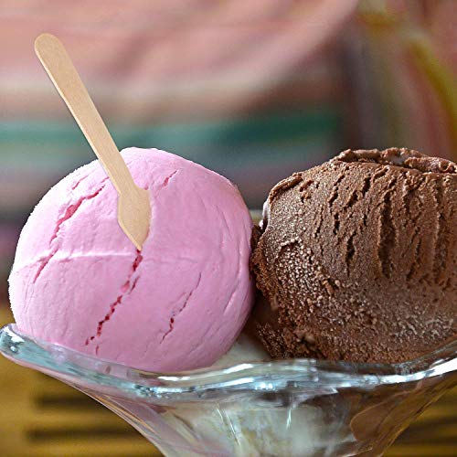 Gmark 1.5mm Extra-Thick Mini Wooden Spoons (4 Inch) – 100 Count Heavy Duty Square End Tasting Spoons – Sturdy No-Snap Birch Wood Samplers for Gelato, Yogurt & Desserts – Eco-Friendly GM1101A