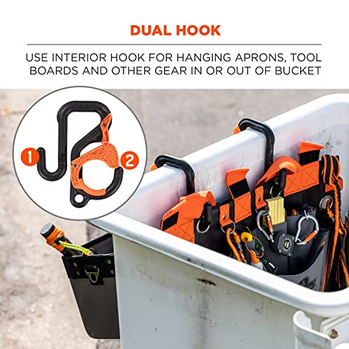 Ergodyne Squids 3178 Locking Aerial Bucket Hook with Tethering Point, Fits 3" Lip, Attach Tool Bags or Aprons to Buckets - size: 3in (7.6cm)