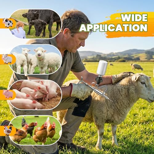 NEWTRY 5ml Livestock Syringe Adjustable Continuous Syringe with 10 Needles - size: 5ML