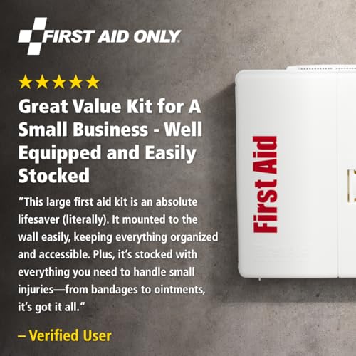 First Aid Only SmartCompliance 50-Person OSHA Compliant First Aid Kit for Business and Office Spaces - Large Plastic Cabinet - Emergency Supplies for Cuts, Bruises, and Scrapes - 245 Pieces
