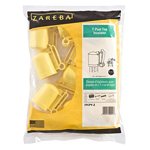 Zareba ITCPY-Z T-Post Safety Cap and Insulator, Yellow, 100 Insulators - Electric Fencing T-Post Insulator & Safety Cap - size: 100 Pack