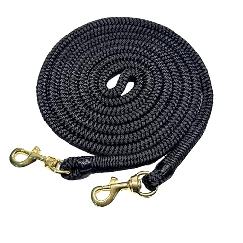 Horse Rein with Snaps, 1/2" Diameter x 10 FT, Double Braided Nylon Roping Rein, Round Trail Rope Rein for Horse Headstall | Durable, Soft & Comfortable Grip