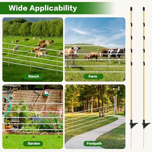 50Pcs 48in Fiberglass Step-in Electric Fence Posts
