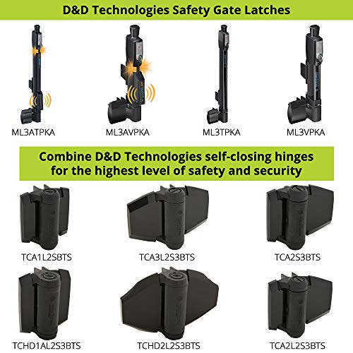 D&D Technologies TCHD2S3BTS TruClose Heavy Duty Gate Hinges, for Self Closing Wood or Vinyl Gates up to 154 Pounds, with No Alignment Legs, for Square Gate Frame and Post, Black, 2 Count - size: Adjustable gate gap: 3/8”–7/8” gate frame to post
