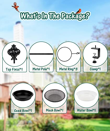 BOLITE Balcony Bird Feeders for Outdoors and Deck Railing, 3-Trays, Black - style: 3 Trays