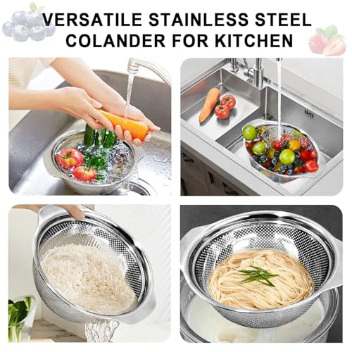 Stainless Steel Colander, 2.5 QT 9.85 Inch Colander for Kitchen with Handle - size: 2.5 QT