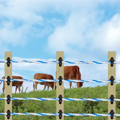 Electric Fence Wire, 1312 Feet 400 Meters with 6 Stainless Strands, Good Rust Resistance and Conductive Poly Wire for Farm Fence, UV Resistant, Portable Livestock Fencing, Poly Wire Rope Line - size: 1312FT/400M