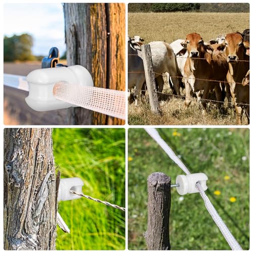 Blulu 12 Pcs Electric Fence Insulators Porcelain Heavy Duty Ceramic 1.8''