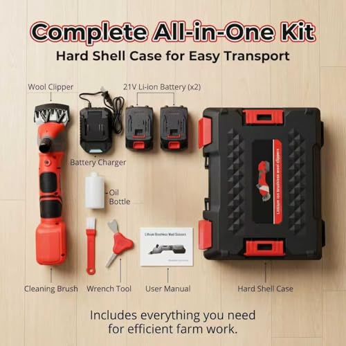 Sheep Shears, 20V Brushless Sheep Clippers, 2x4.0Ah Batteries Sheep Trimmer, Heavy Duty Cordless Shearers for Horse Goat Livestock