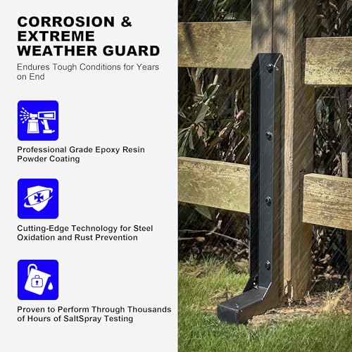 33.62" Fence Post Repair Kit, Fix Broken 4x4/6x6 Wood Post, 4Pack - color: 4 Pack/Black