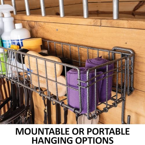 EASY-UP Pro 36" Collapsible Basket and Tack Rack | Optimize Your Tack Room & Travel Needs with Space-Saving Design | Color Gray Armor