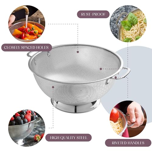 Bellemain Stainless Steel Colander for Kitchen, 3 & 5 Qt Strainers - size: 3Qrt + 5Qrt