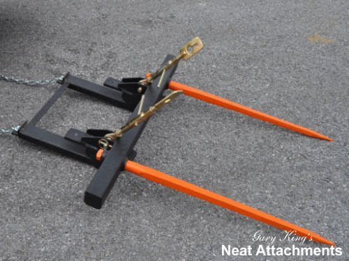 Bucket Hay Bale Spear Attachment w/ 2 x 39" Prongs. Rated 3000 Lb - Sr.2 - size: 2 x 39"