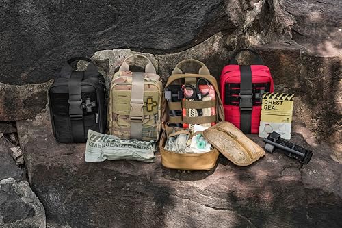 RHINO RESCUE IFAK Trauma Kit Pro with CAT Tourniquet (Red) - color: Red, size: MOLLE Vertical Pack