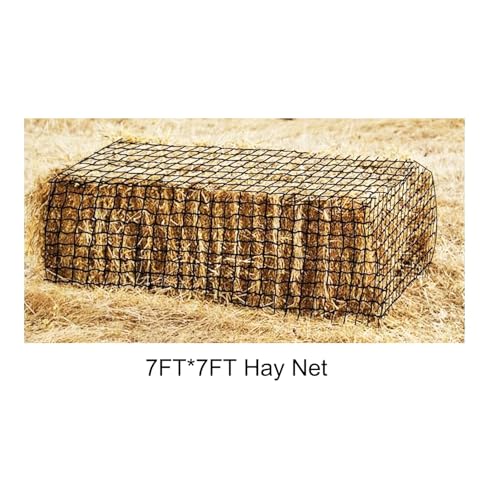 7 * 7FT Round Bale Hay Net, Heavy Duty Hay Nets for Horses Slow Feed Round or Square Bale Haynet