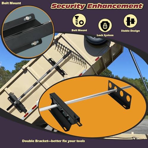 TOPOWN Heavy Duty 4-Hole Truck Bed Shovel Holder, Dump Trailer Tool Rack