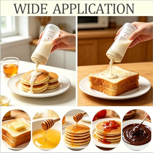 Condensed Milk Container, 12oz/350ml Condensed Milk Dispenser with Lid, Plastic Squeeze Bottle for Coffee, Honey, Ketchup, Salad Dressing, Mustard