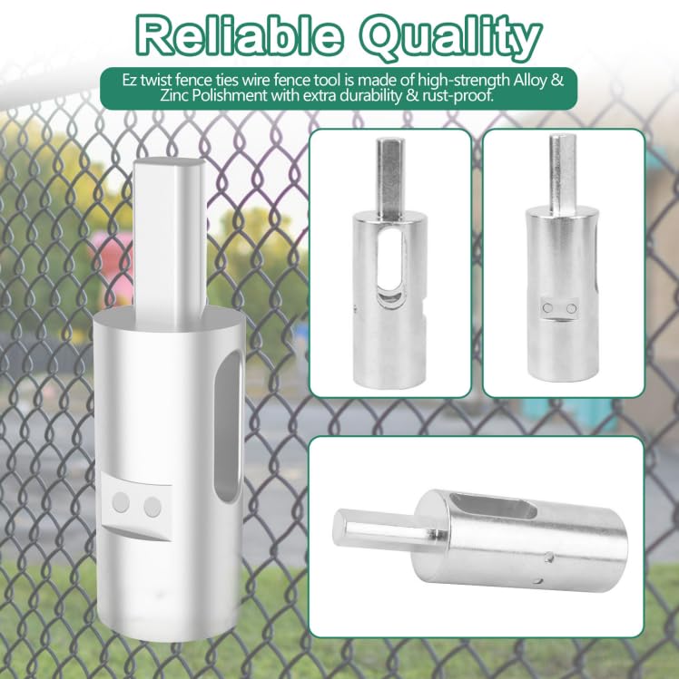 EZ Twist Fence Ties, Chain Link Fence Ties Tool - 9 Gauge Drill Chuck Tool Compatible 3/8” Chuck Power Drills For Fixing Chain Link Fence And Loop Fences