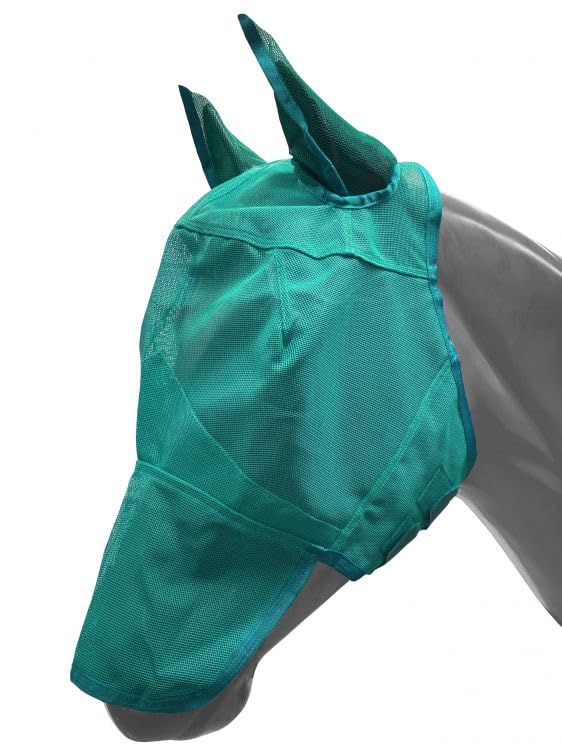 Showman Pony Long Nose Mesh Rip Resistant Fly Mask w/Ears - color: Teal