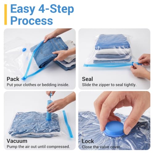 Fygrip 80% Space Saver Vacuum Storage Bags with Hand Pump, 10 Jumbo