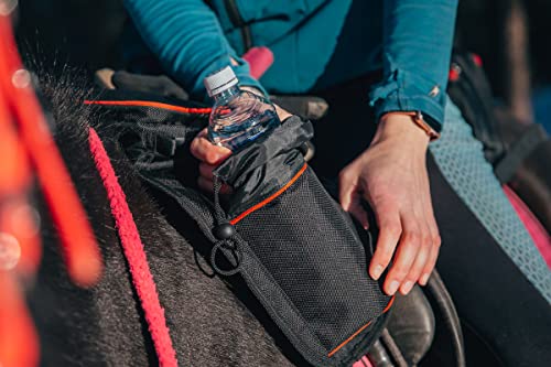 TrailMax 500 Series Water Bottle Carrier Horse Saddlebag for 1-Liter Stainless Steel Water Bottle, Insulated & Padded, 1680-denier Ripstop Nylon - color: Black with Green Piping