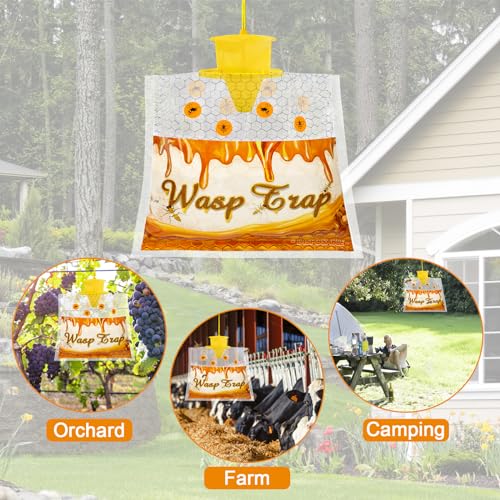 4 Pack Disposable Hanging Wasp & Yellow Jacket Traps Outdoor - size: 4 Packs