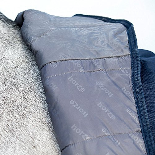 Horze Avalanche 1200D High Neck Turnout Rain Sheet (No Fill) | Lightweight Waterproof Horse Blanket - Peacoat Dark Blue - 66 in