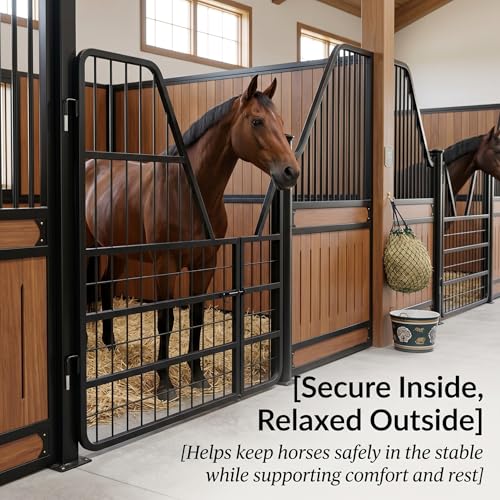 Heavy Duty Stall Guards for Horses, Steel Yoke Design for Show Stables, Adjustable Horse Stall Gate with Ventilation Grid - size: 42"H x 0.8"W x 52"L