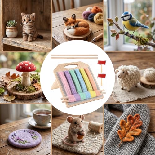 Dmnnlp Wool Blending Board, with 2 Combs for Spinning Fiber,Carding Brush Set, DIY Felt Toys, Wool Roving Preparation Organize