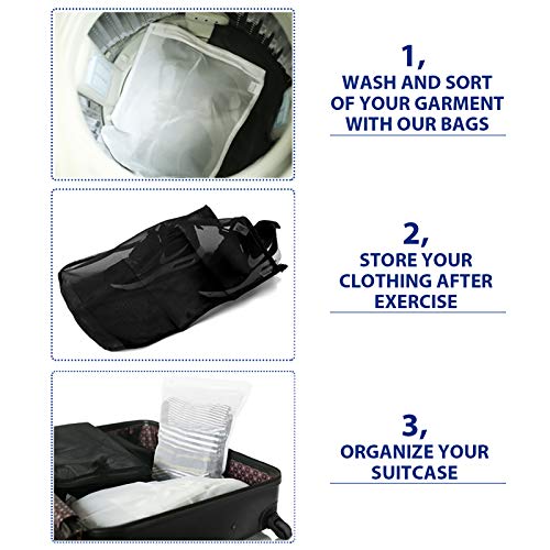 TENRAI Delicates Laundry Bags, Bra Fine Mesh Wash Bag for Underwear, Lingerie, Bra, Pantyhose, Socks, Use YKK Zipper, Have Hanger Loops (Black, 1 Large & 1 Medium) - size: 1HL-YKK-LBR2-BLACK-1ML