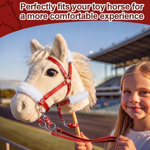 Shappy Hobby Horse Bridle Toy Accessories,Red, White - color: Red, White