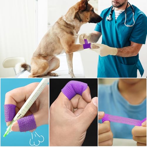 6pcs 1/2in Self Adhesive Bandage Wraps, 5 Yards Purple - color: Purple, size: 1/2in