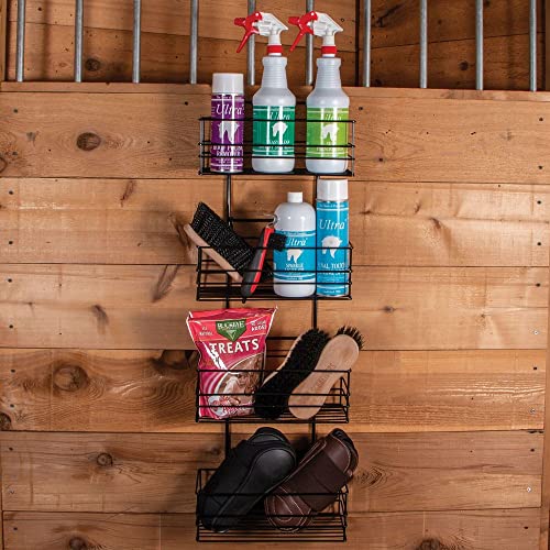 EASY-UP Mini Basket Groom Room Rack | Space-Saving Design | Portable | Includes 4 Baskets | Fits Standard 2" Stall Board | 5 Year Warranty