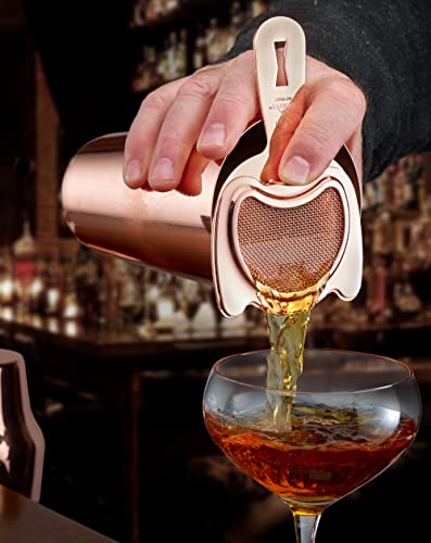 Barfly Fine Mesh Spring Strainer, Copper Plated - color: Copper