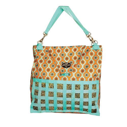 Professional's Choice Slow Feed Hay Bag - Horse Travel Hay Holder w/Straps, Flower | Top Loading Design, Detachable Hangers, Durable Webbing - color: Flower